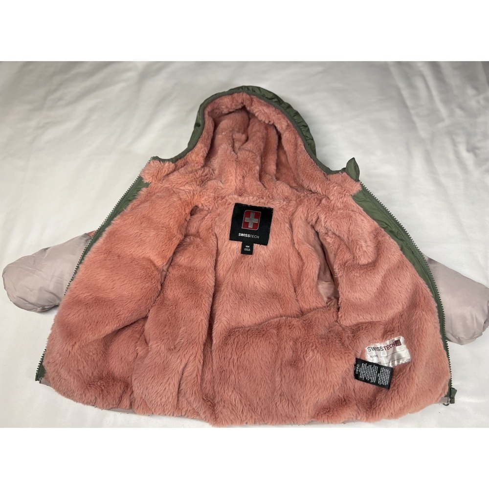 Swiss Tech Toddler Heavyweight Puffer Jacket Size 18m / Purple & Green Multic - Picture 15 of 15